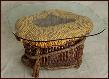 Sea Anemone - a custom built, custom-woven end table by basket artist Tina Puckett