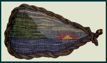 Barbados, a woven mountainscape by basket artist Tina Puckett