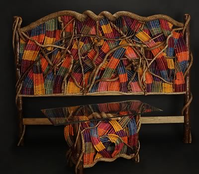 The commissioned king-size headboard with matching end table