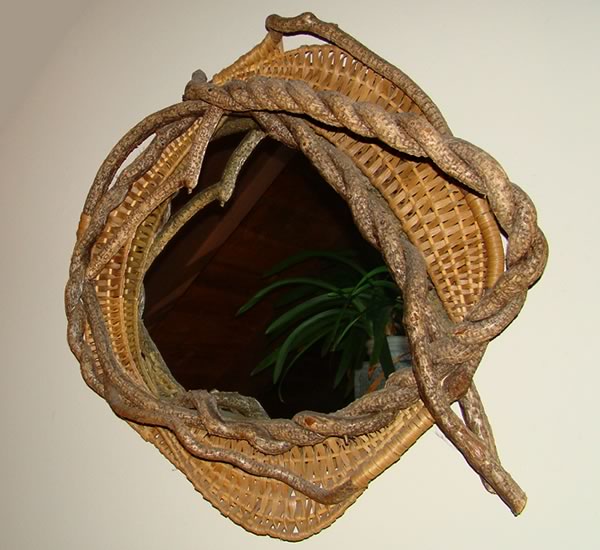 Mirror handwoven by master weaver Tina Puckett