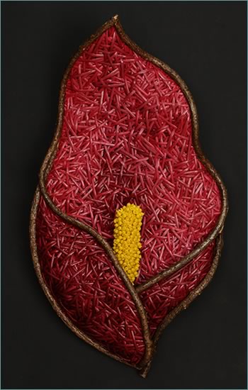 Pink Calla Lily, a woven lily by master basket weaver Tina Puckett of Winsted, CT