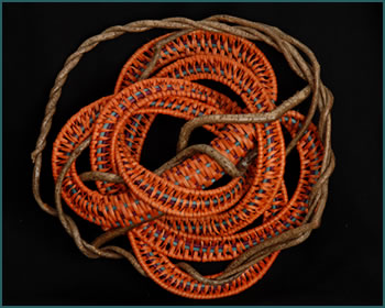 Roller Coaster, a whimsical wallhanger by basket artist Tina Puckett
