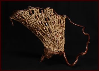 Seafan is a free-standing woven sculpture by basket artist Tina Puckett of Winsted, CT