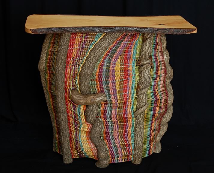 The tiki bar Shawaii built and woven by master weaver Tina Puckett of Tina's Baskets in Winsted, CT