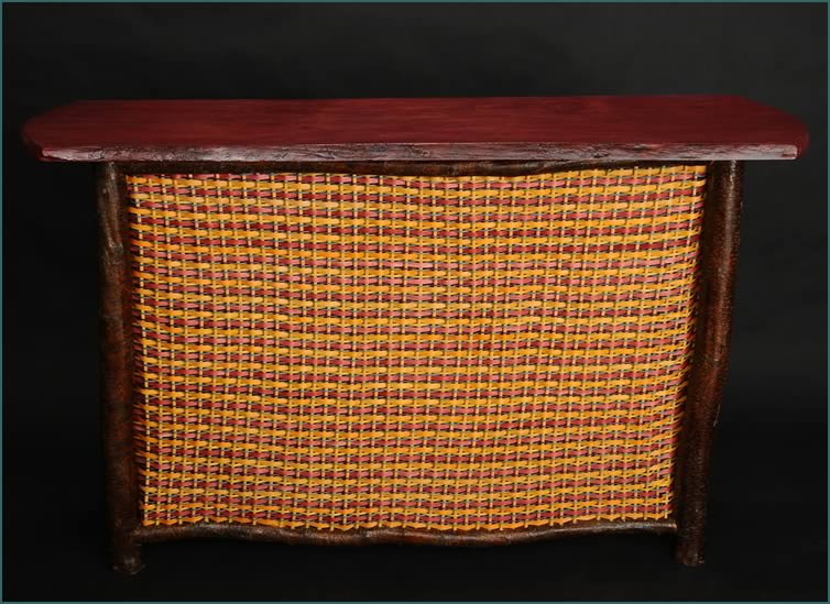 Tiki bar Wine Down built and woven by master weaver Tina Puckett of Tina's Baskets in Winsted, CT